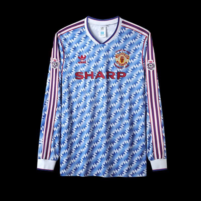 Football Shirt Manchester United Away League Cup Final 90-92 Long Sleeve front