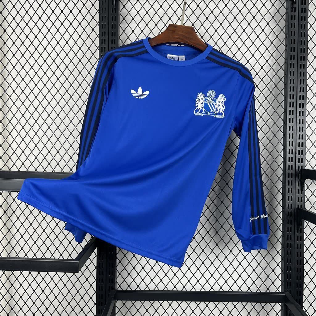Football Shirt Manchester United Blue Retro 24-25 Long Sleeves front