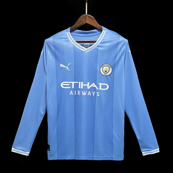 Football Shirt Manchester City Home 23-24 Long Sleeve front