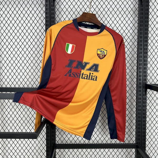 Football Shirt AS Roma Home 01-02 Long Sleeve Retro front