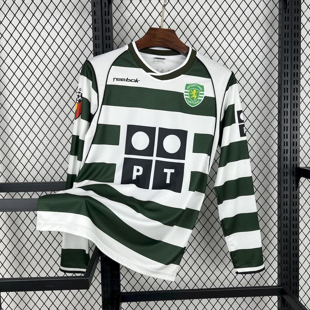 Football Shirt Sporting CP Home 01-03 Long Sleeves Retro front
